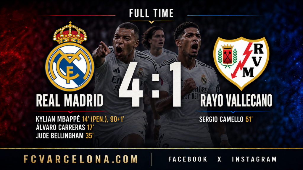 Real Madrid crush Rayo 4-1 as Arda Güler delivers a brilliant cameo