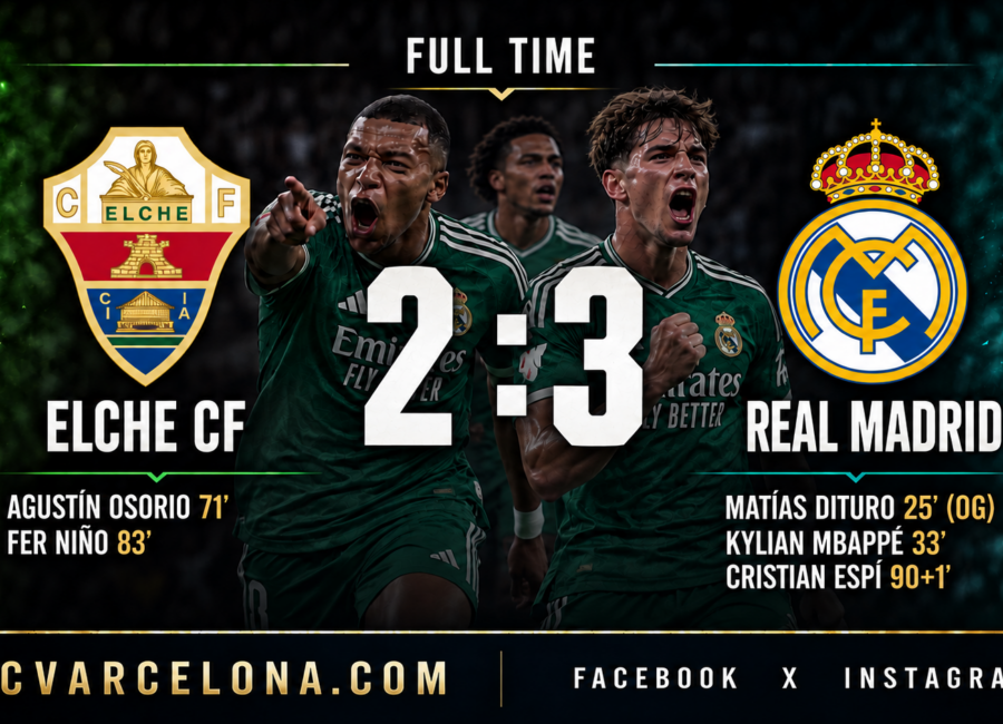 Real Madrid survive Elche fightback as Carlos Espí strikes in stoppage time